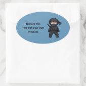 Sticker Ovale Little Ninja Warrior on Blue (Sac)