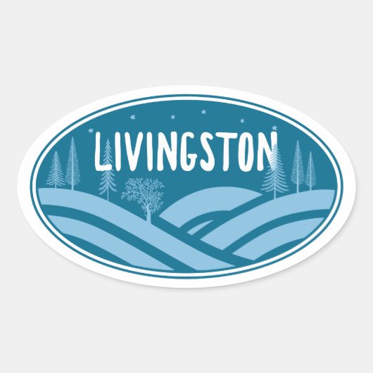 Sticker Ovale Livingston Montana Outdoors (Devant)