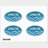 Sticker Ovale Livingston Montana Outdoors (Feuille)