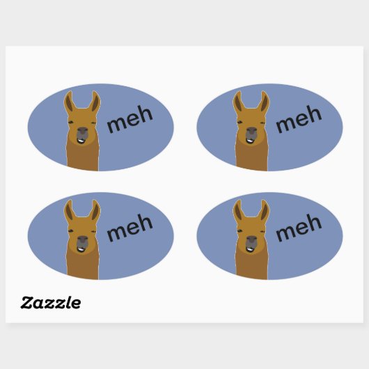 Sticker Ovale Llama Drôle Face (Feuille)