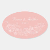 Sticker Ovale Logo classique Mariage rose pâle (Devant)