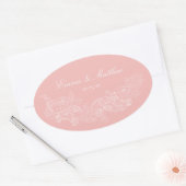 Sticker Ovale Logo classique Mariage rose pâle (Enveloppe)