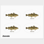 Sticker Ovale Logo de la morue de l'Atlantique (Feuille)