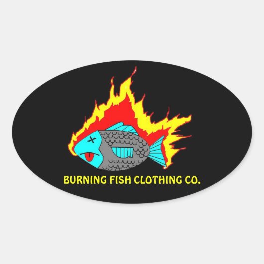 STICKER OVALE LOGO DE POISSON BRÛLANT (Devant)