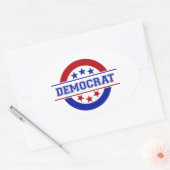 Sticker Ovale Logo de timbre démocrate bleu (Enveloppe)