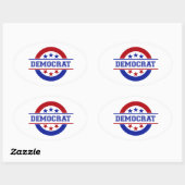 Sticker Ovale Logo de timbre démocrate bleu (Feuille)