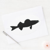 Sticker Ovale Logo de Walleye noir et blanc (Enveloppe)