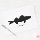 Sticker Ovale Logo de Walleye noir et blanc (Enveloppe)