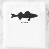 Sticker Ovale Logo de Walleye noir et blanc (Sac)