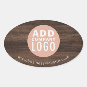 Sticker Ovale Logo d'entreprise personnalisé en bois élégant