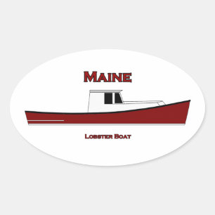 Sticker Ovale Logo du bateau à homard du Maine USA
