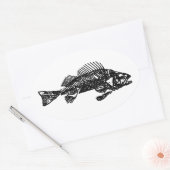 Sticker Ovale Logo Fish Skeleton (noir) (Enveloppe)