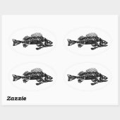 Sticker Ovale Logo Fish Skeleton (noir) (Feuille)