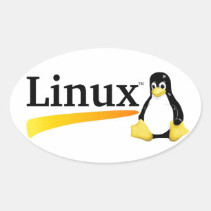 Sticker Ovale Logo Linux avec produits Tux