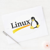 Sticker Ovale Logo Linux avec produits Tux (Enveloppe)