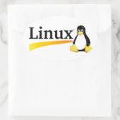 Sticker Ovale Logo Linux avec produits Tux (Sac)