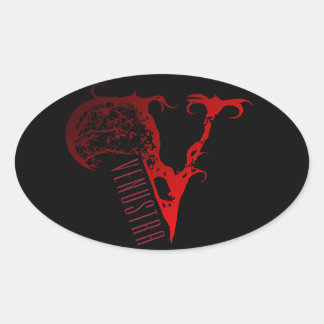 Sticker Ovale Logo noir et rouge d'autocollant -