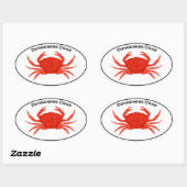 Sticker Ovale Logo ovale du crabe rouge Dungeness (Feuille)