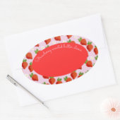 Sticker Ovale logo personnalisable fraise slime (Enveloppe)