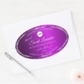 Sticker Ovale Logo violet classique Initiales Parties scintillan (Enveloppe)