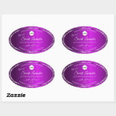 Sticker Ovale Logo violet classique Initiales Parties scintillan (Feuille)