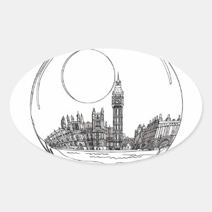 Sticker Ovale Londres dans une boule de verre.