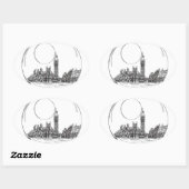 Sticker Ovale Londres dans une boule de verre. (Feuille)