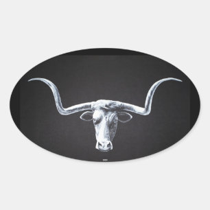 Sticker Ovale Longhorn en noir