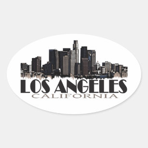 Sticker Ovale Los Angeles Californie - skyline sombre