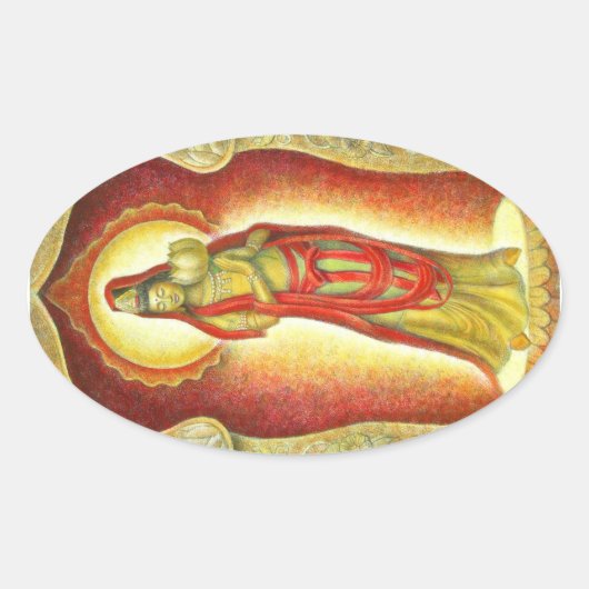 Sticker Ovale Lotus de Kuan Yin de déesse (Devant)