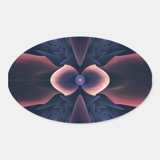 Sticker Ovale Lotus Digital Abstrait Art (Devant)