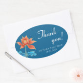 Sticker Ovale Lotus Flower Orange & Merci Mariage bleu (Enveloppe)