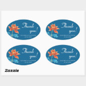 Sticker Ovale Lotus Flower Orange & Merci Mariage bleu (Feuille)