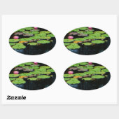 Sticker Ovale lotus rose noir (Feuille)