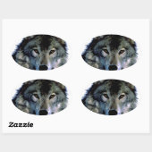 Sticker Ovale Loup (Feuille)