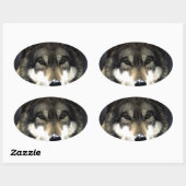 Sticker Ovale Loup (Feuille)
