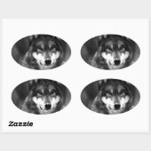 Sticker Ovale Loup (Feuille)