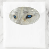 Sticker Ovale Loup blanc d'Oeil bleu (Sac)
