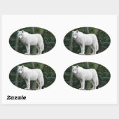 Sticker Ovale Loup blanc impressionnant (Feuille)