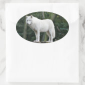 Sticker Ovale Loup blanc impressionnant (Sac)