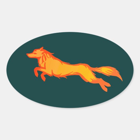 Sticker Ovale Loup d'or (Devant)