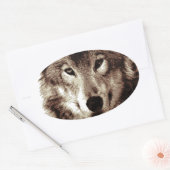Sticker Ovale Loup gris (Enveloppe)