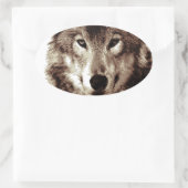Sticker Ovale Loup gris (Sac)