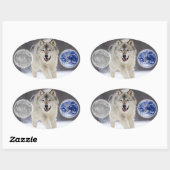 Sticker Ovale loup gris (Feuille)
