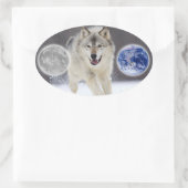 Sticker Ovale loup gris (Sac)