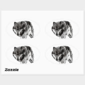 Sticker Ovale Loup sauvage (Feuille)