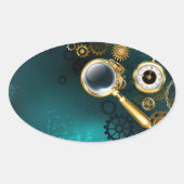 Sticker Ovale Loupe en style Steampunk (Devant)