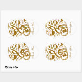 Sticker Ovale Love & Joy-Or (Feuille)