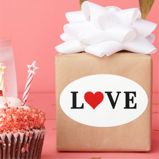 Sticker Ovale LOVE Minimaliste Élégant (Fête)