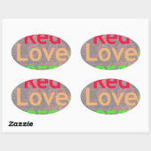 STICKER OVALE LOVE RED GOLDEN VERT (Feuille)